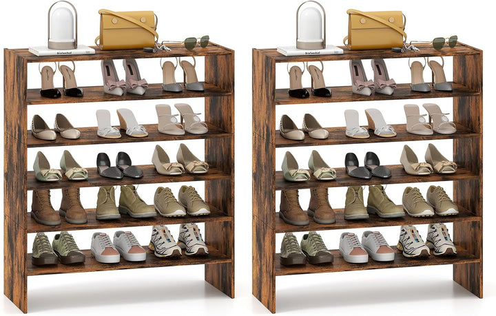 3-in-1 Shoe Rack, 5-Tier Shoe Organizer, Wood Storage Shelf for Shoes