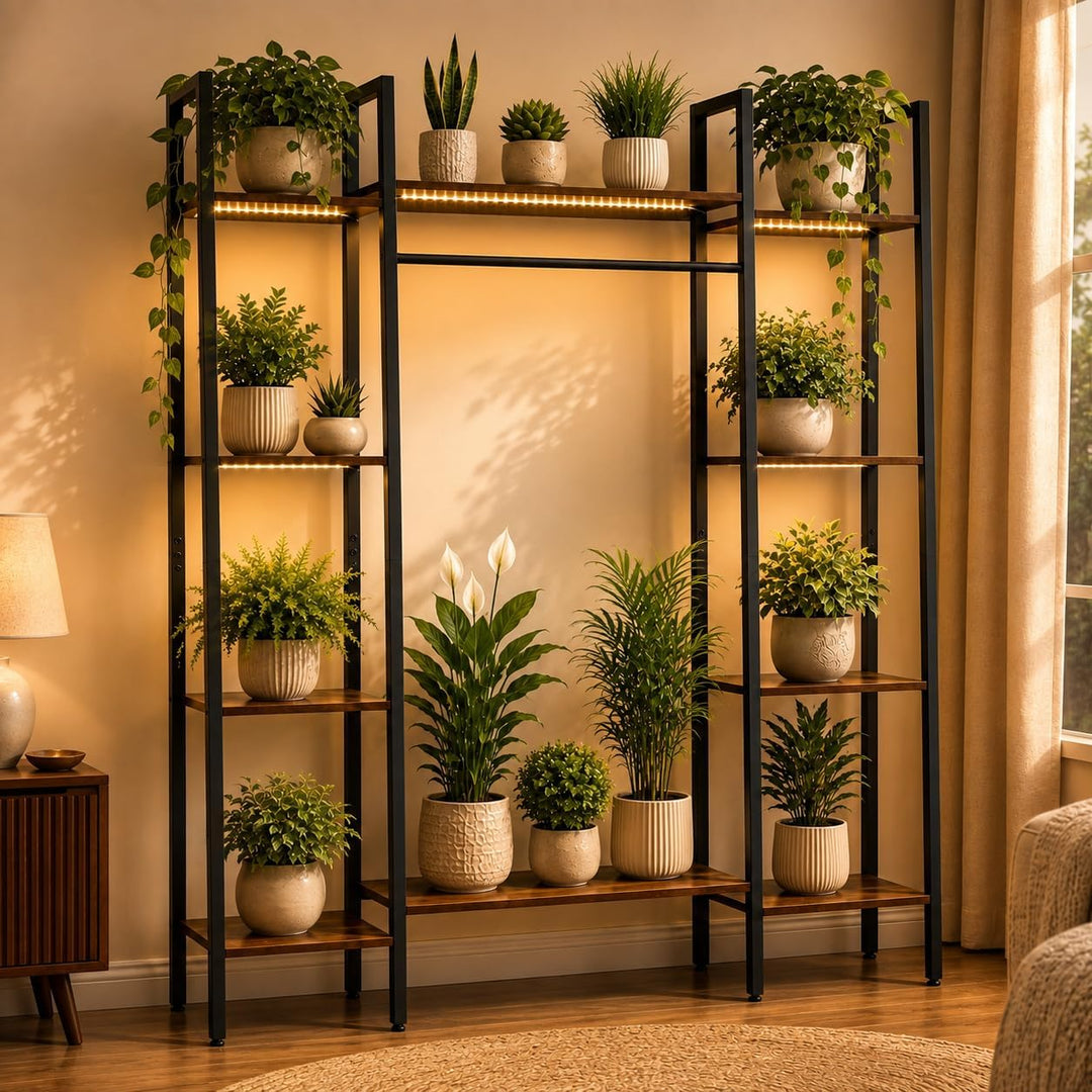 GIANTEX 10-Tier Plant Stand with LED Lights, 55.5" Tall Plant Shelf