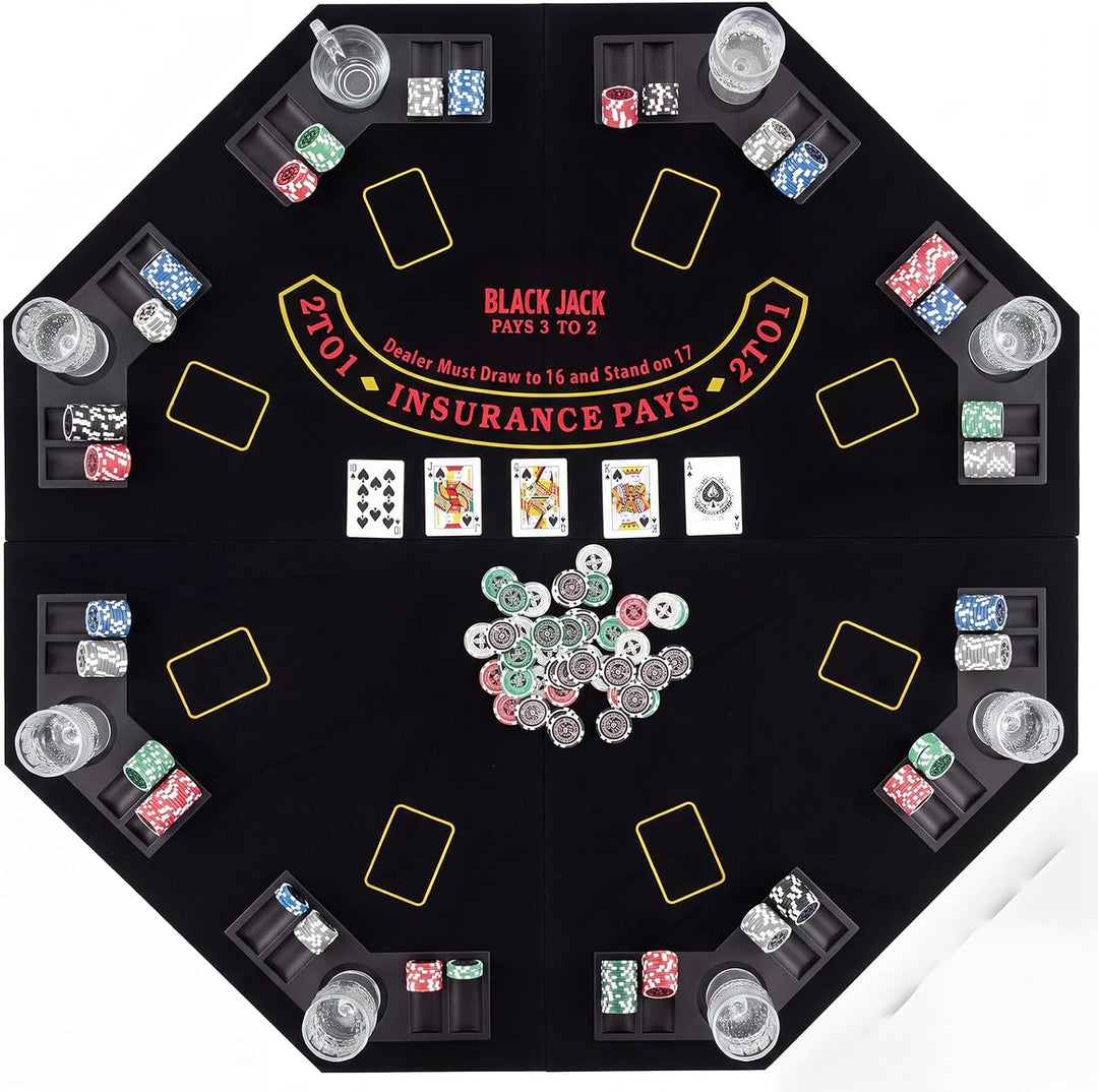 Giantex 48" Poker Table Top - 8 Player Foldable Texas Holdem Poker Table Topper w/Carrying Bag