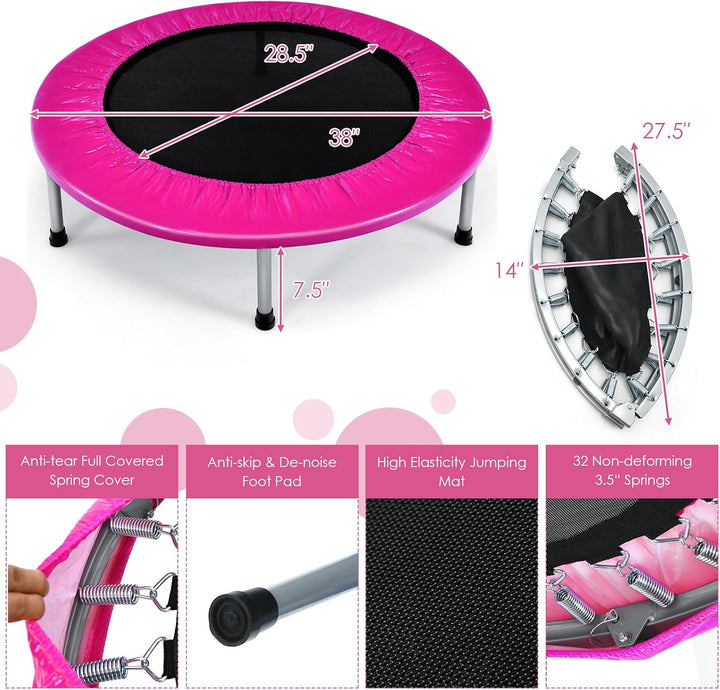 Giantex Folding Mini Trampoline Portable Recreational Fitness Trampoline
