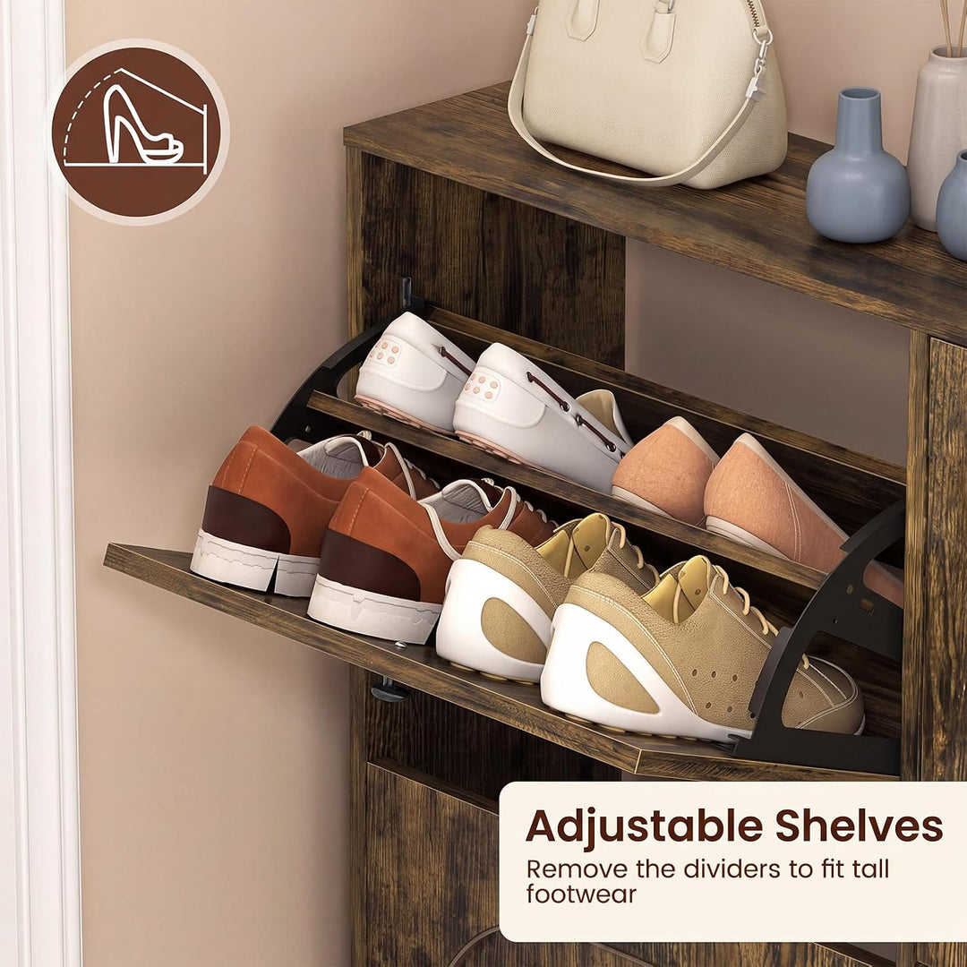 GIANTEX Shoe Cabinet with 4 Flip Drawers &amp; Adjustable Shelf
