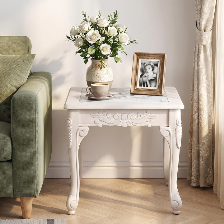 GIANTEX Vintage End Table Glass Sofa Side Table for Living Room