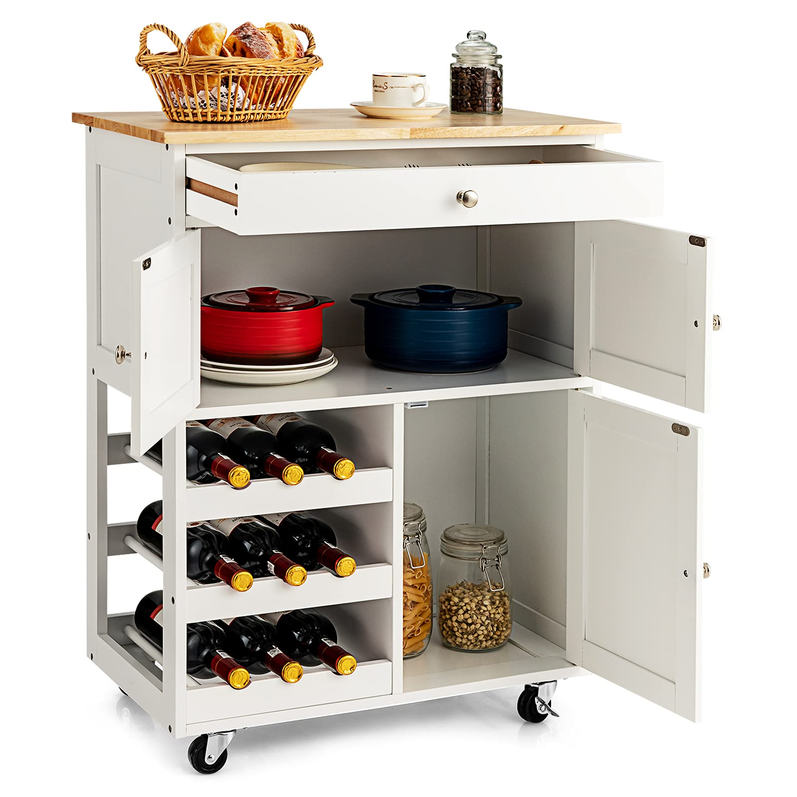 Giantex Kitchen Island Cart, Rolling Kitchen Trolley Cart