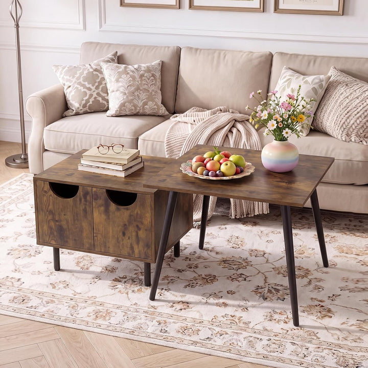 GIANTEX Nesting Coffee Table Set of 2 Modern Center Tables with Cabinet