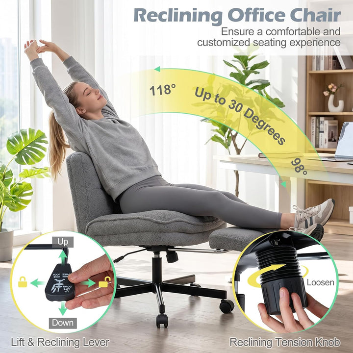 GIANTEX Low Back Criss Cross Office Chair w/Footrest 26" Wide Seat