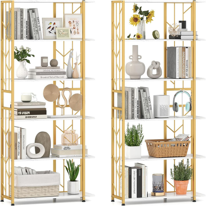 Giantex 6-Tier Bookshelf Modern Geometric Bookcase with Heavy-Duty Metal Frame