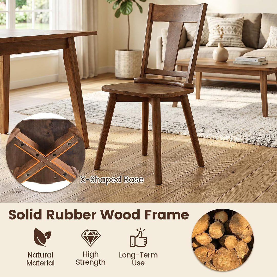 GIANTEX Wooden Dining Chairs Set of 2, Solid Wood Kitchen Chairs | Modern Farmhouse Dining Room Chairs w/Hollowed Backrest