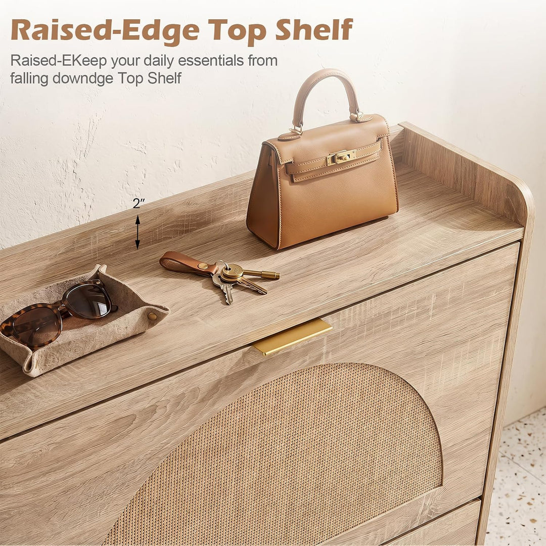 Giantex Narrow Shoe Storage Cabinet with 2 Flip Drawers