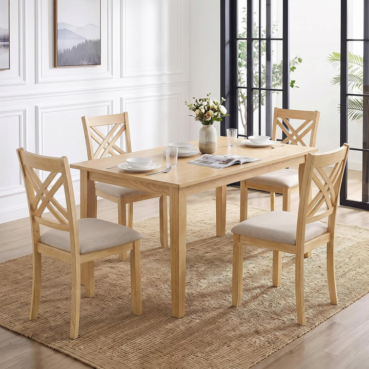 GIANTEX Wood Dining Chairs Farmhouse X-Back Kitchen Chairs