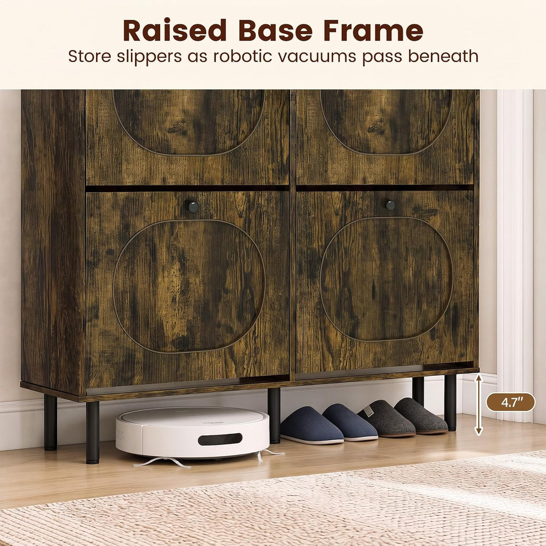 GIANTEX Shoe Cabinet with 4 Flip Drawers &amp; Adjustable Shelf