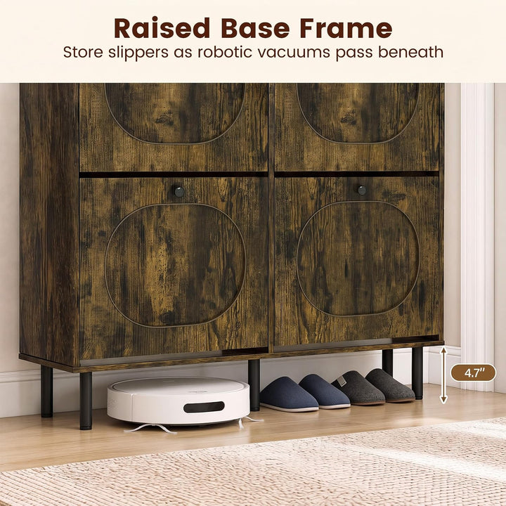GIANTEX Shoe Cabinet with 4 Flip Drawers &amp; Adjustable Shelf