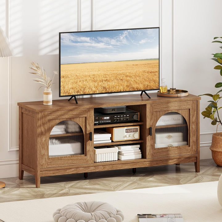 Giantex Modern Vintage TV Cabinet with Adjustable Shelves and 2 Cable Holes for TVs up to 65 Inches