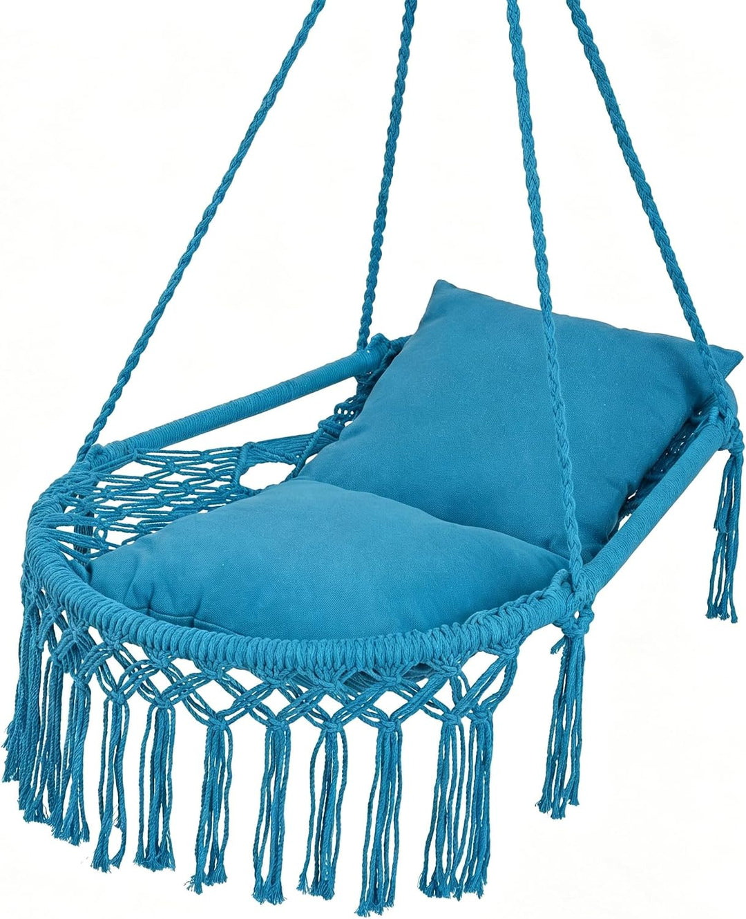 Giantex Macrame Hammock Chair w/Removable Cushions &amp; Sturdy Metal Ring