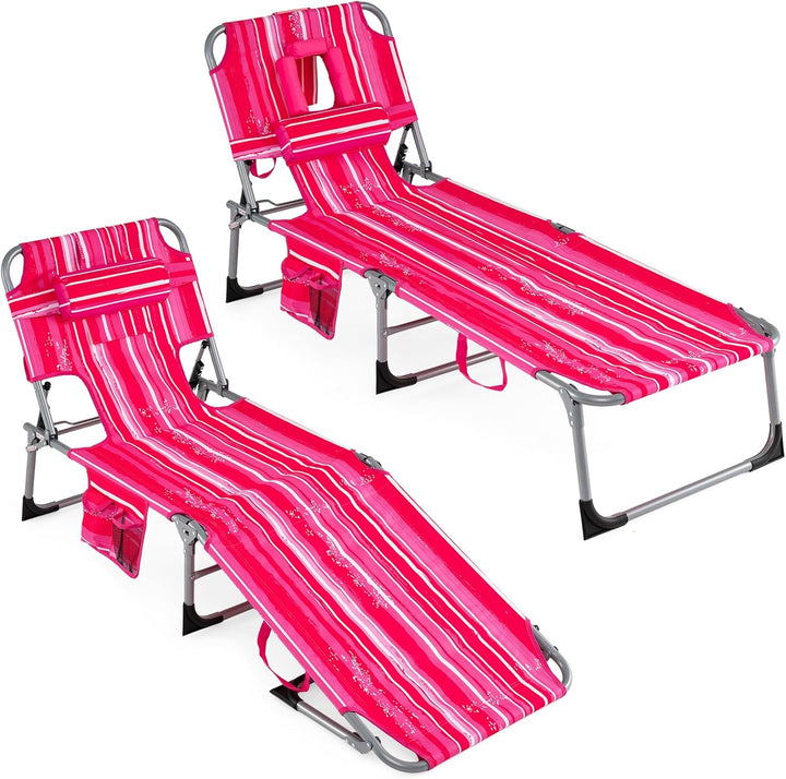 Giantex Tanning Chair with Face Arm Holes Folding Chair