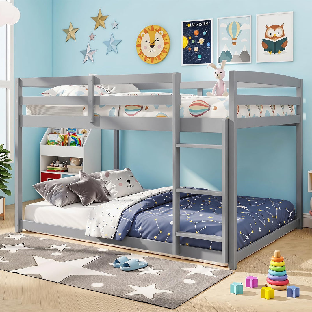 Giantex Full Over Full Bunk Bed with Full-Length Guardrails