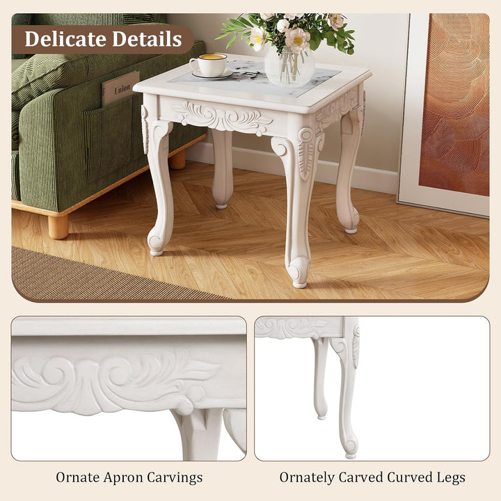 GIANTEX Vintage End Table Glass Sofa Side Table for Living Room