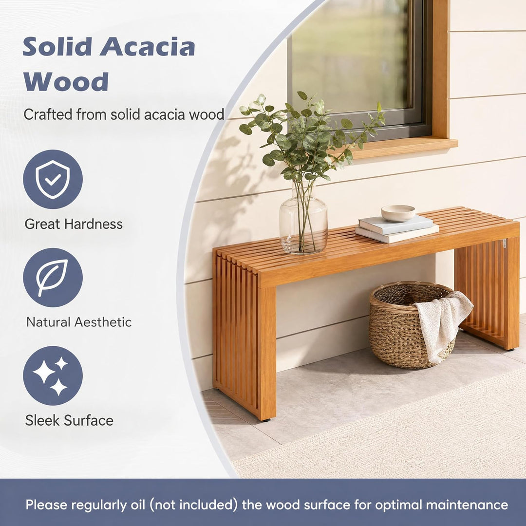 GIANTEX 36" Acacia Wood Outdoor Bench