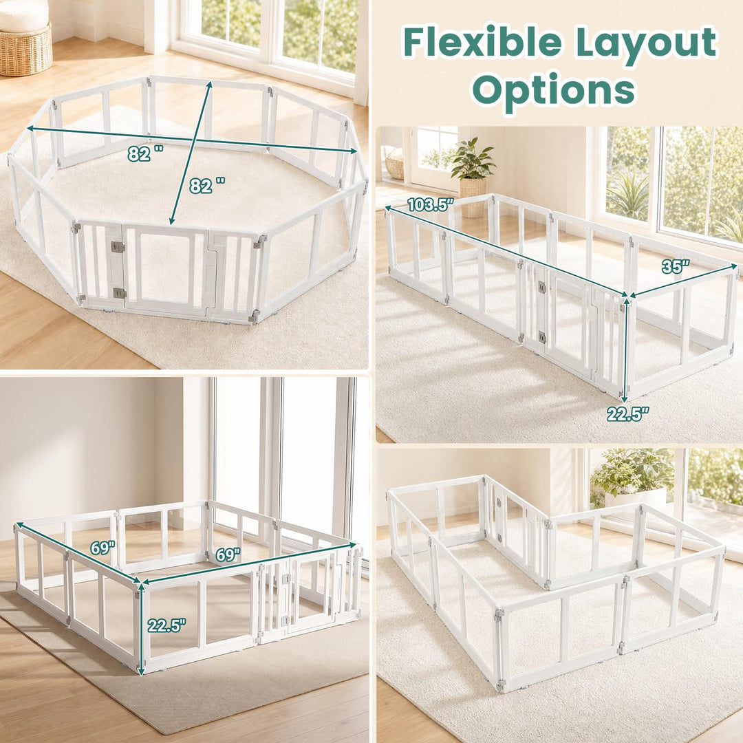 GIANTEX Clear Plastic Dog Playpen with Lockable Door