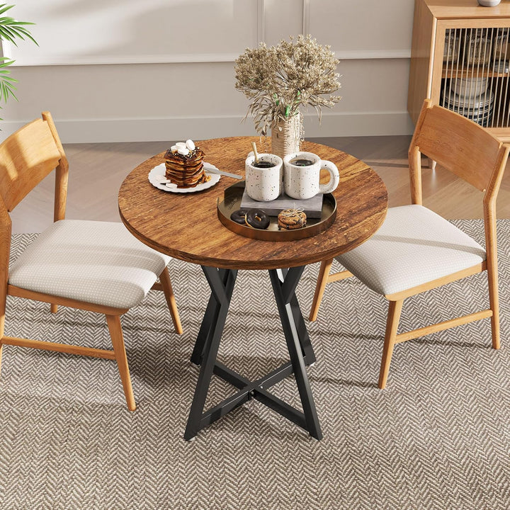 Giantex 31.5" Small Round Dining Table for 2-4 with Crossed Metal Legs Load 220Lbs