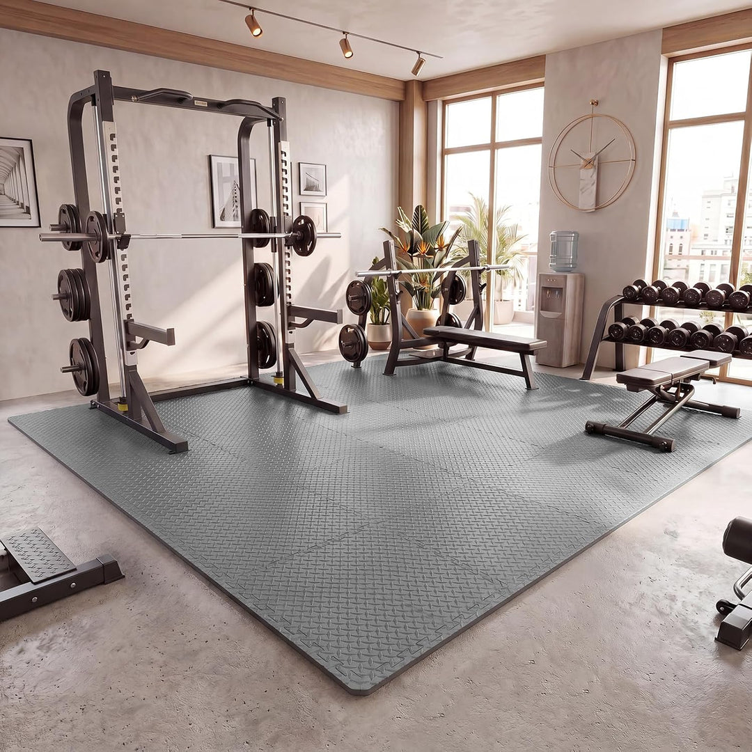 GIANTEX Interlocking Foam Tiles, EVA Foam Mats | 1/2 Inch Thick Puzzle Floor Tiles with Border Edge