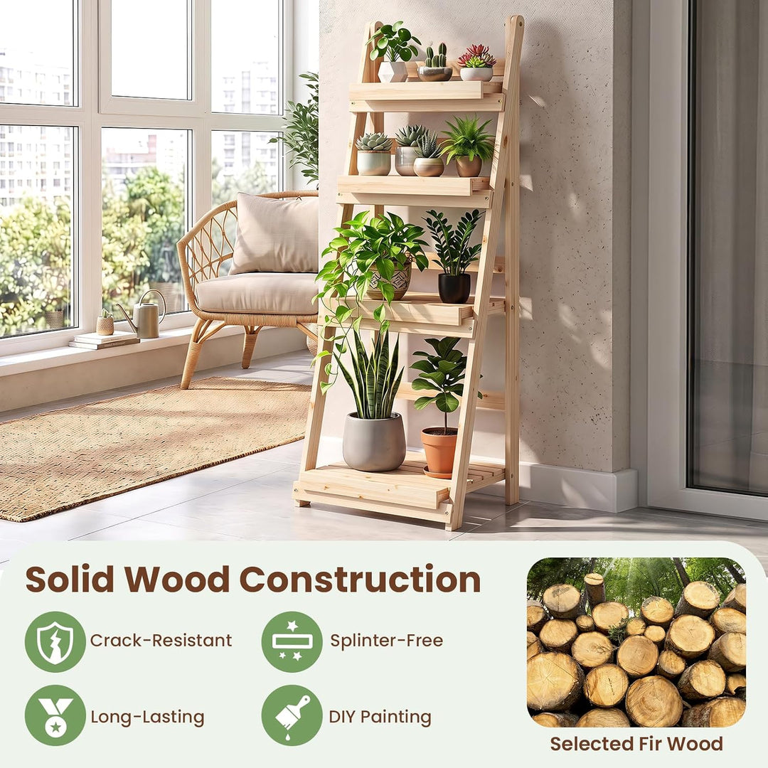 GIANTEX Foldable Wooden Plant Stand
