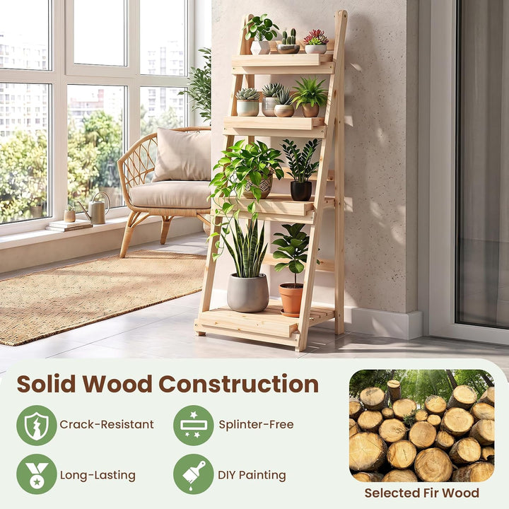 GIANTEX Foldable Wooden Plant Stand
