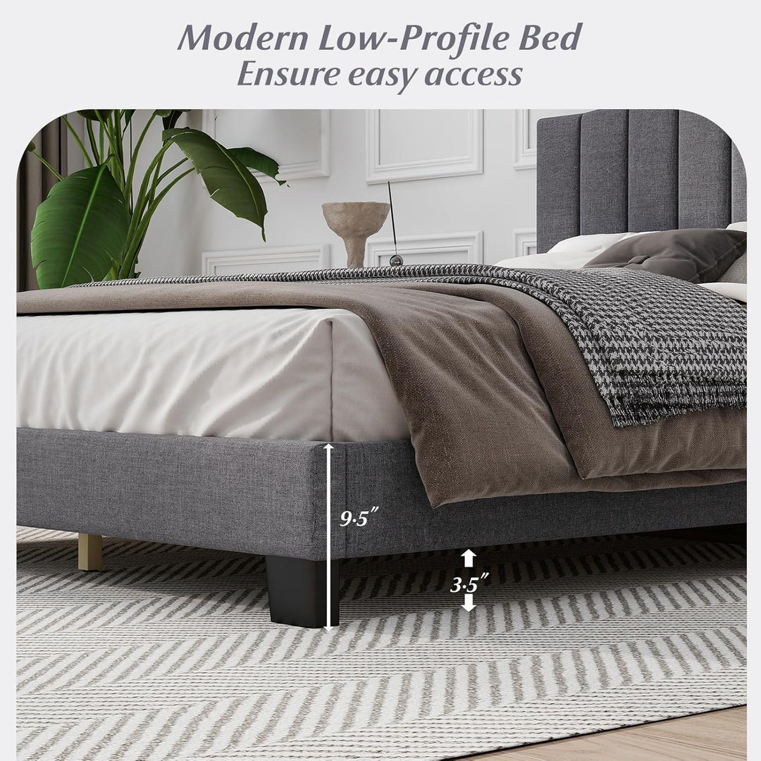 Giantex Queen Bed Framewith Adjustable Arch Tufted Headboard Mattress Foundation