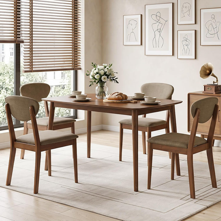 GIANTEX Wooden Dining Chairs Set of 4, Upholstered Kitchen Chairs | Farmhouse Dining Room Chair w/ Padded Seat &amp; Back