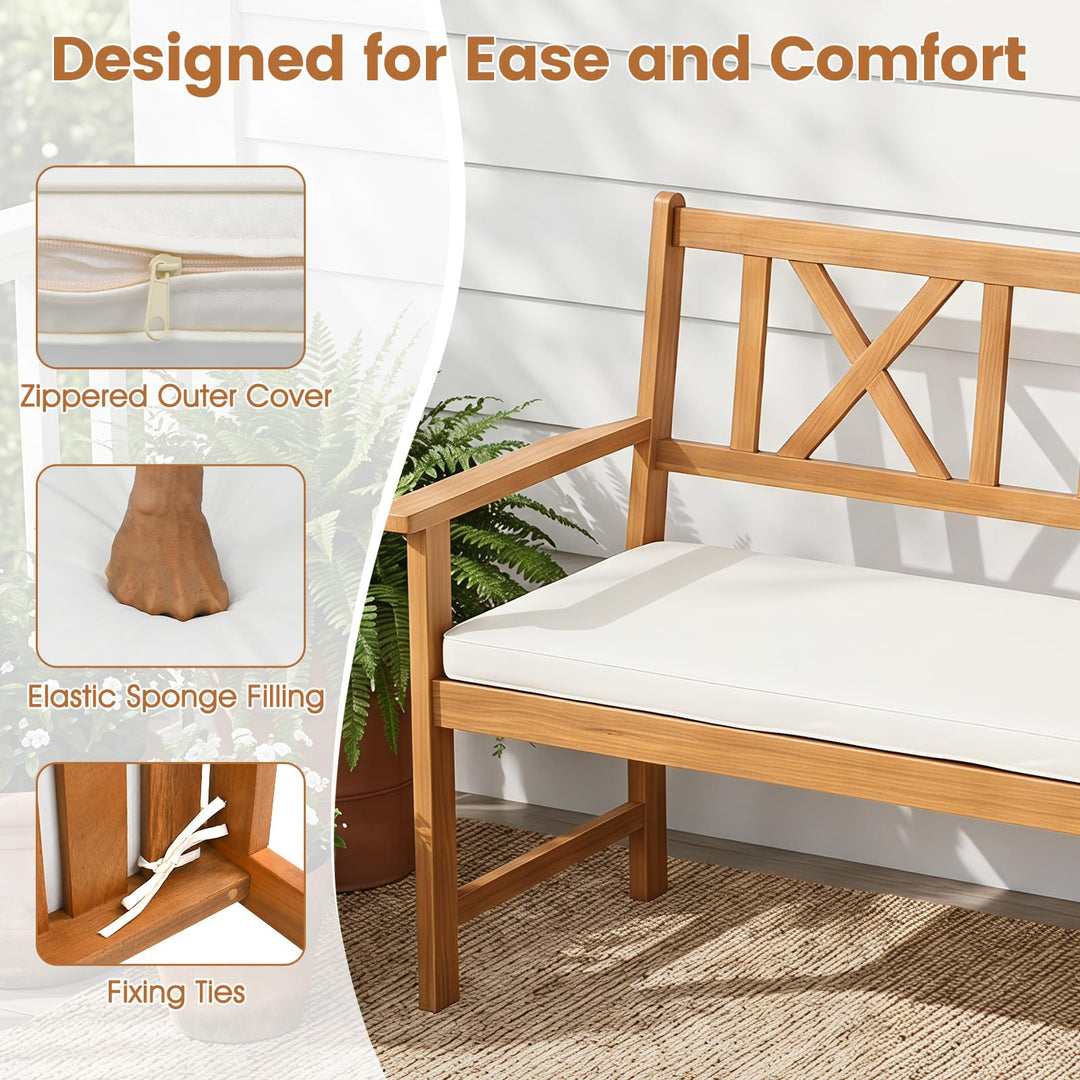 GIANTEX 2-Person Acacia Wood Outdoor Bench with 800 lbs Max Load