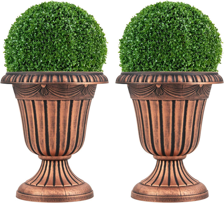 Giantex 18" Tall Urn Plastic Flower Pots with Pedestal Base & Pre-Marked Drain Hole