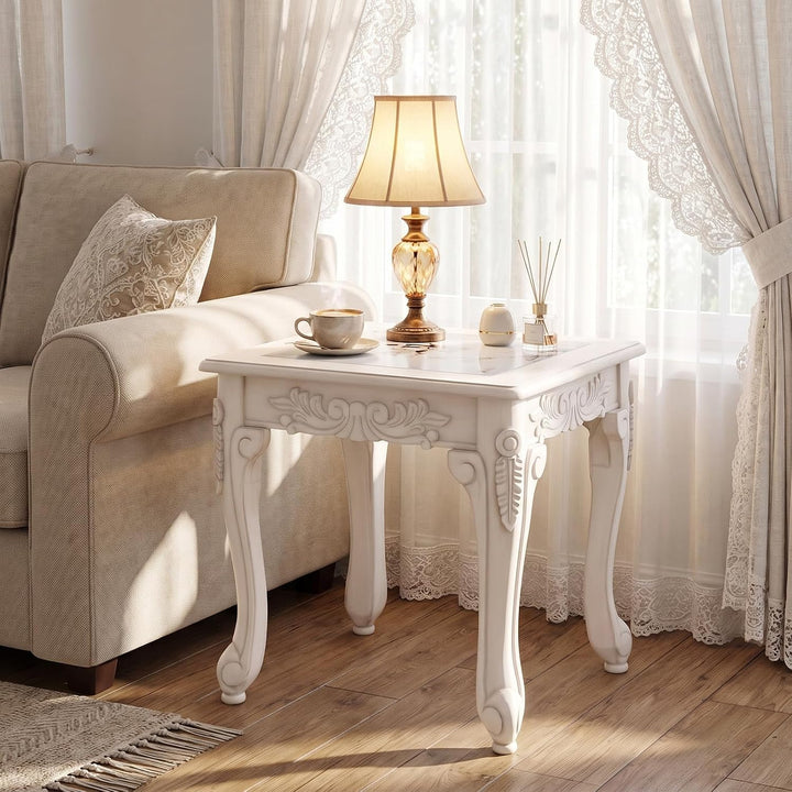 GIANTEX Vintage End Table Glass Sofa Side Table for Living Room