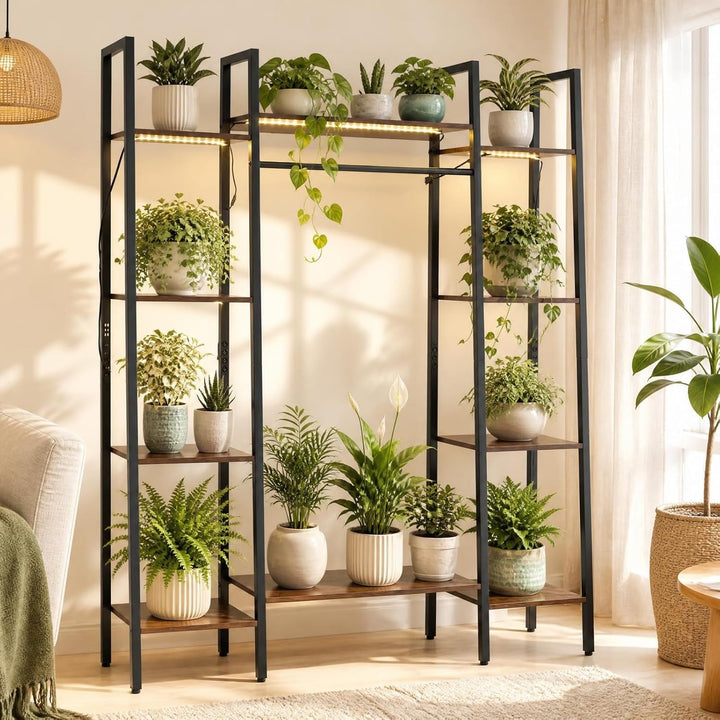GIANTEX 10-Tier Plant Stand with LED Lights, 55.5" Tall Plant Shelf