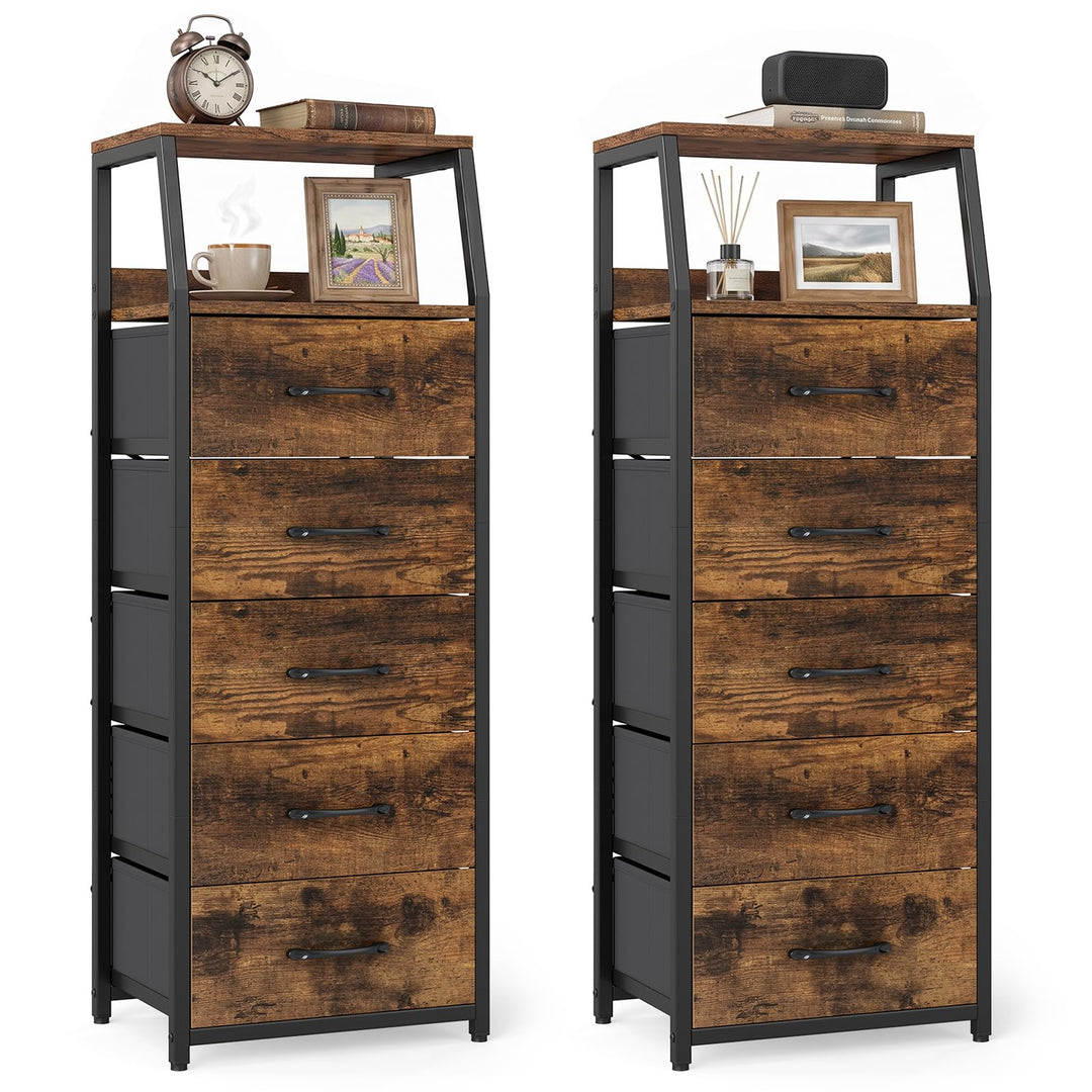 GIANTEX Tall Dresser with 5/4 Fabric Drawers (1/2)
