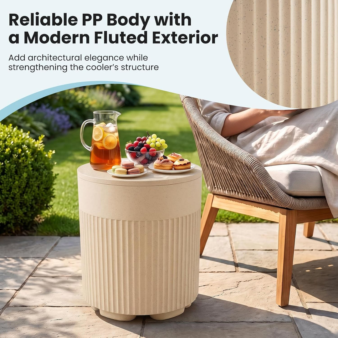 GIANTEX 3-in-1 Outdoor Ice Bucket &amp; Cooler Side Table with Storage