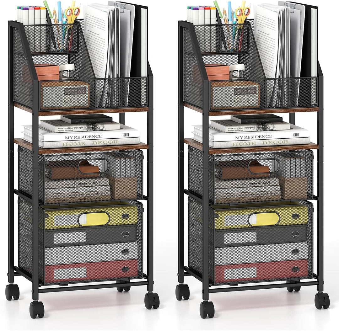 Giantex 5-Tier Rolling File Cart with Metal Mesh Drawers (1/2)