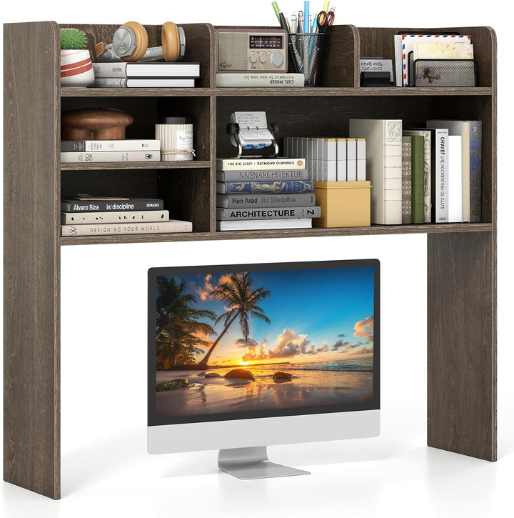Giantex Desktop Bookshelf, 37" Desk Hutch Dorm for Computer Up to 32 Inch
