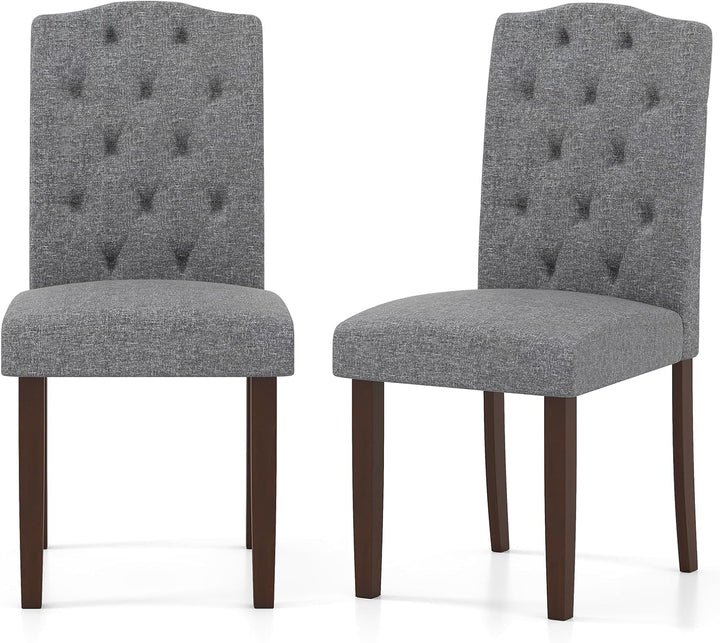 Giantex Upholstered Dining Chairs Set of 2/4 Button Tufted Fabric Upholstered Parson Chairs