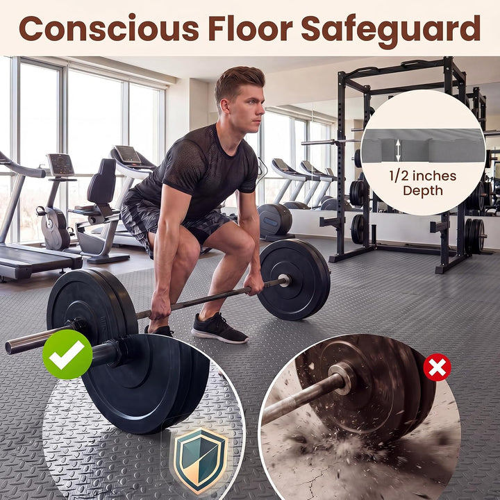 GIANTEX Interlocking Foam Tiles, EVA Foam Mats | 1/2 Inch Thick Puzzle Floor Tiles with Border Edge