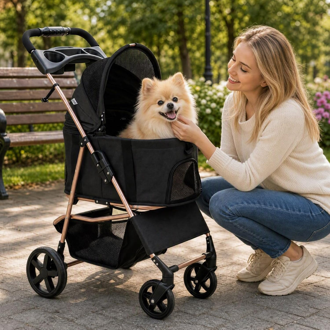 GIANTEX Dog Stroller for Small Dogs &amp; Cats with Detachable Carrier