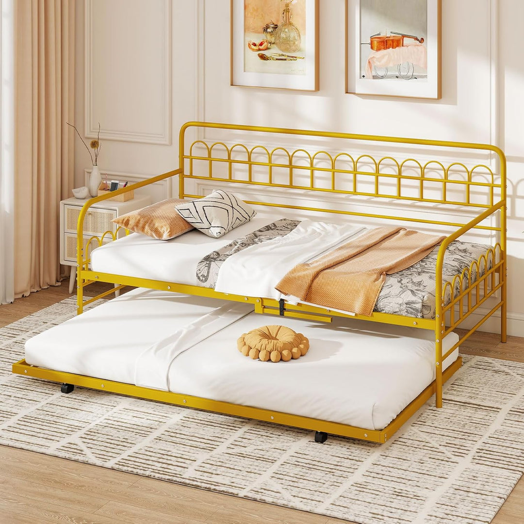 Giantex Twin Daybed with Trundle with Heavy-Duty Metal Slats