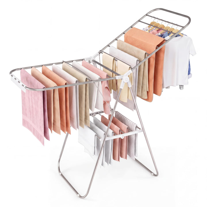GIANTEX 60" L 2-Tier Foldable Clothes Drying Rack with Sock Clips