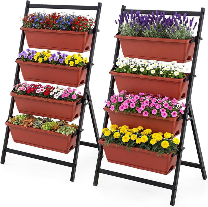Giantex 4-Tier Vertical Garden Planter with 4 Container Boxes &amp; Drainage System (1/2)