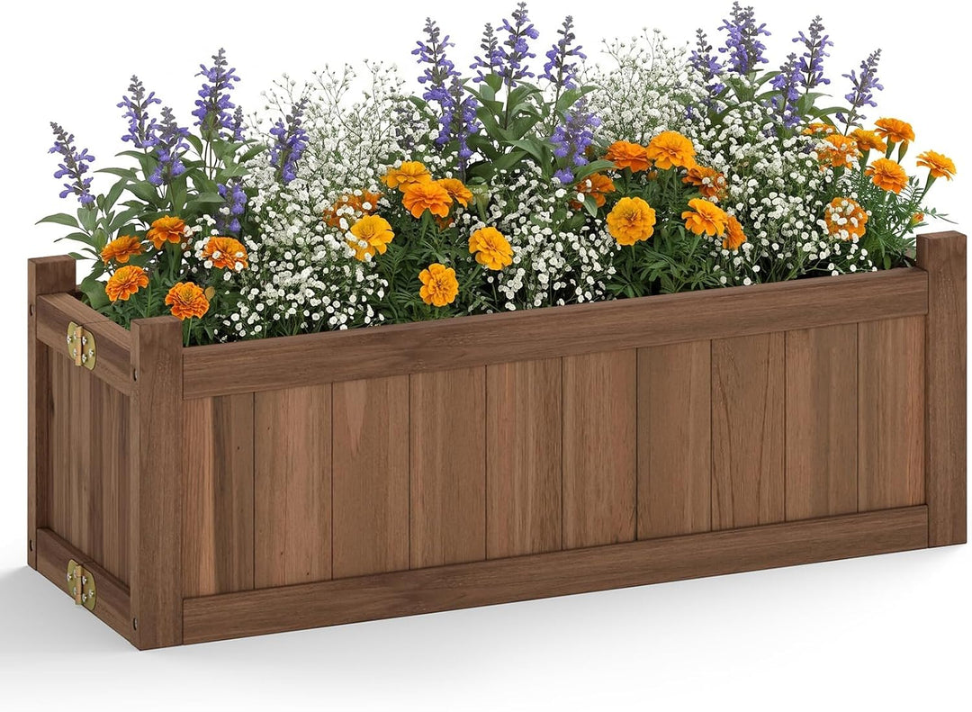 GIANTEX 27.5" Wooden Planter Box Folding Raised Garden Bed