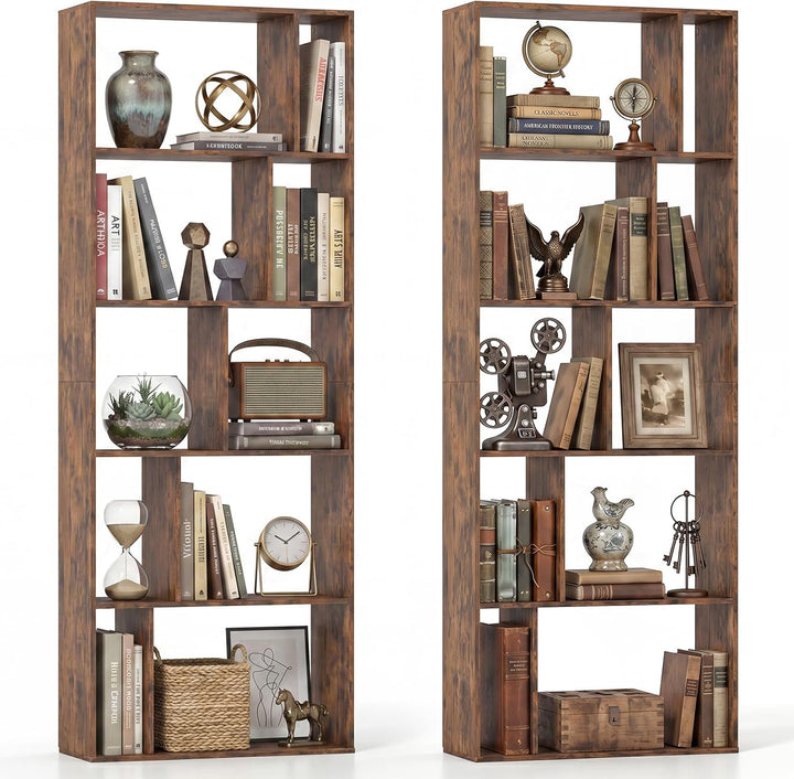 Giantex 6-Tier Bookshelf | 10-Cube Industrial Bookcase w/Open Back (1/2)