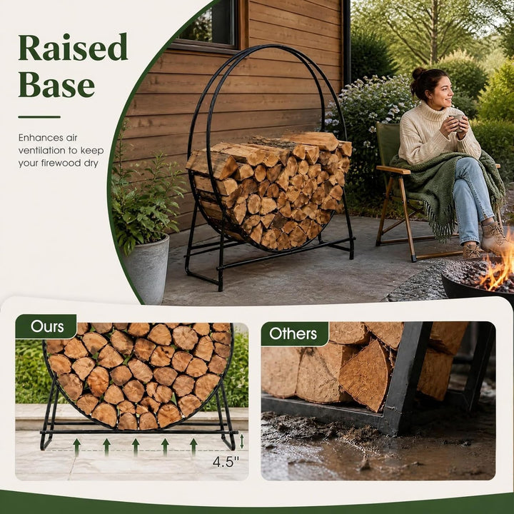 GIANTEX 45" Firewood Rack Outdoor, 485 LBS Heavy-Duty Round Firewood Holder