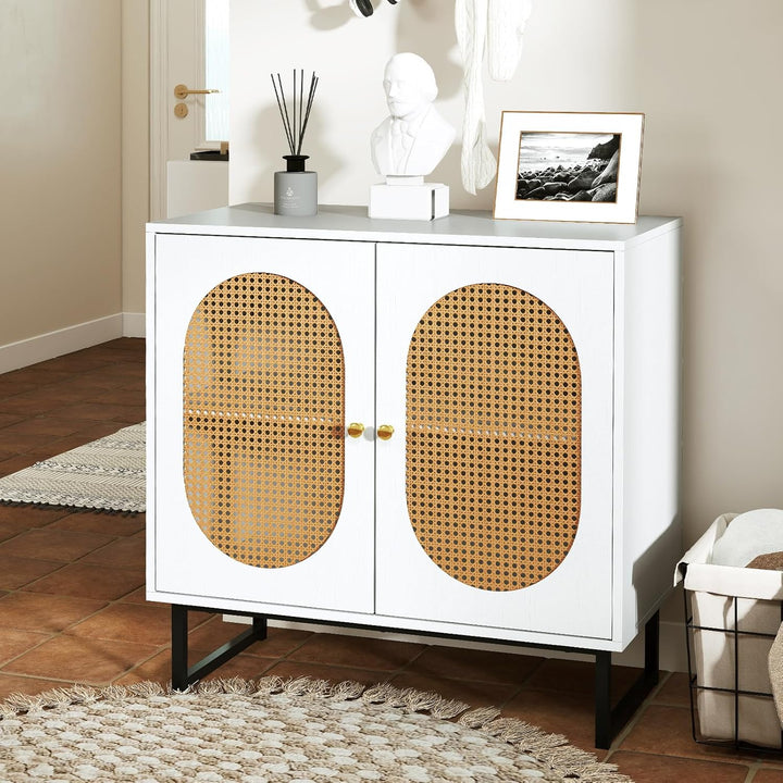 Giantex Small PE Rattan Buffet Cabinet with 2-Door Boho Sideboard