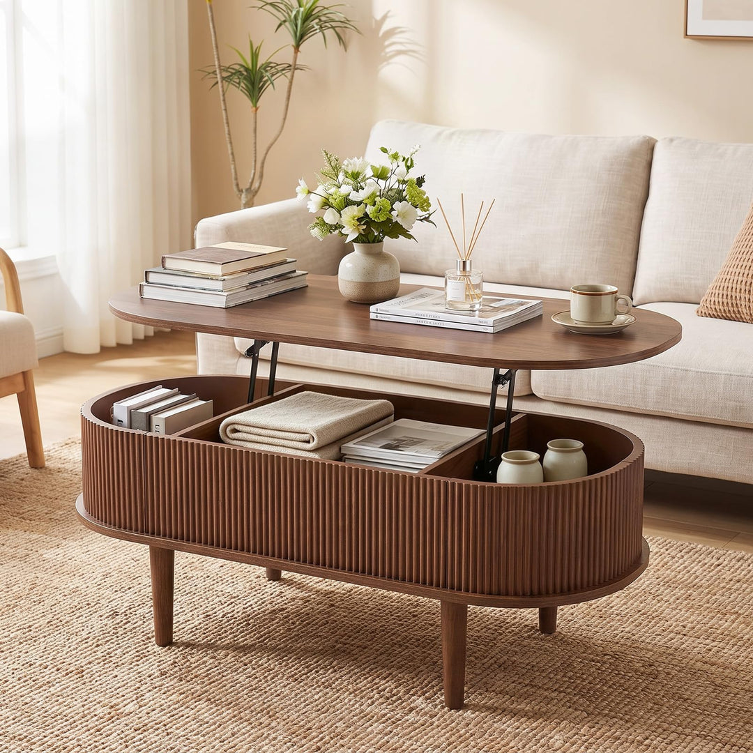 GIANTEX 39.5" Oval Lift Top Coffee Table with Storage
