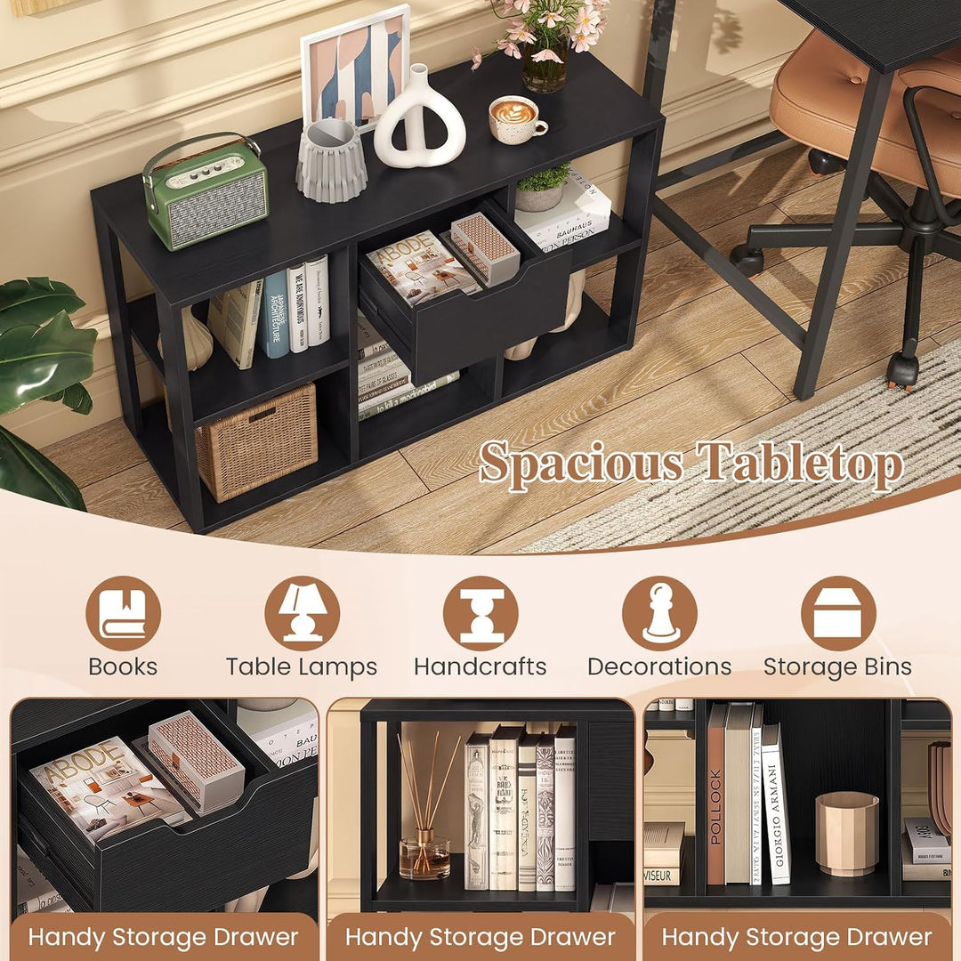 GIANTEX 5-Cube Storage Organizer with Drawer, 3-Tier Bookcase