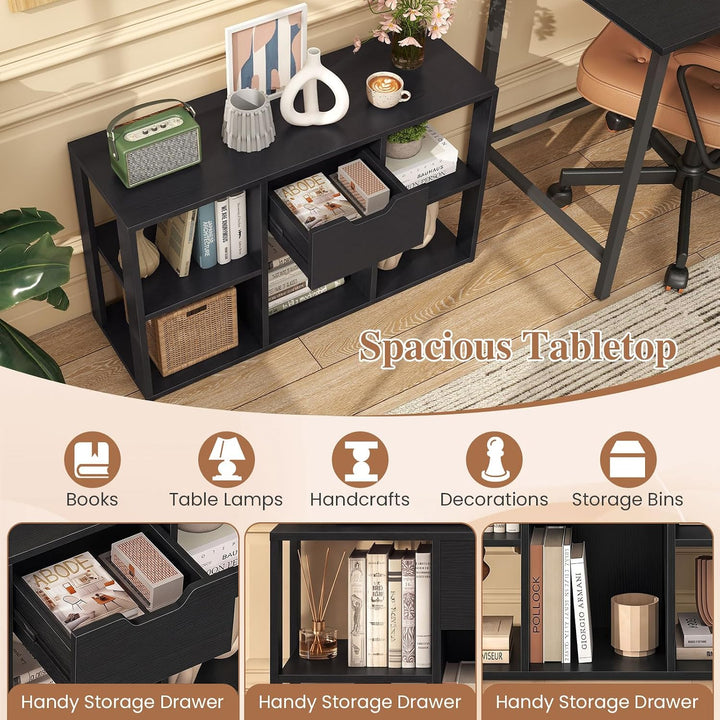 GIANTEX 5-Cube Storage Organizer with Drawer, 3-Tier Bookcase