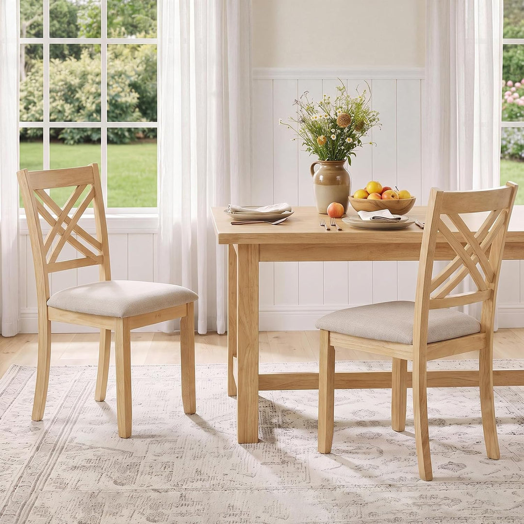 GIANTEX Wood Dining Chairs Farmhouse X-Back Kitchen Chairs